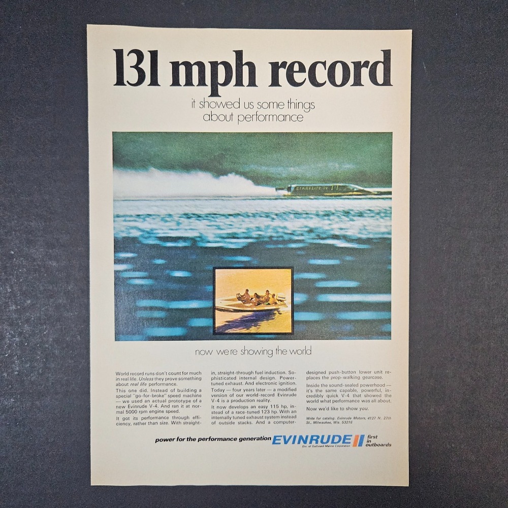 1969 Evinrude Outboard Marine Corp Boat Motors Vintage Print Ad Milwaukee WI